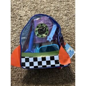 Bring on the Sun Sand Toy Backpack 9 Pc Truck Shovel Take More Rocket Ship Bag